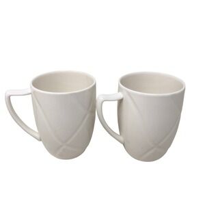 Lenox Vibe Coffee Mugs Set of 2 White Geometric Textured Fine China
